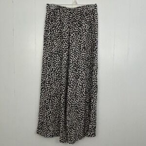 HM Womens Small Black White Abstract Print Wide Leg Smocked Waist Pants Flowy
